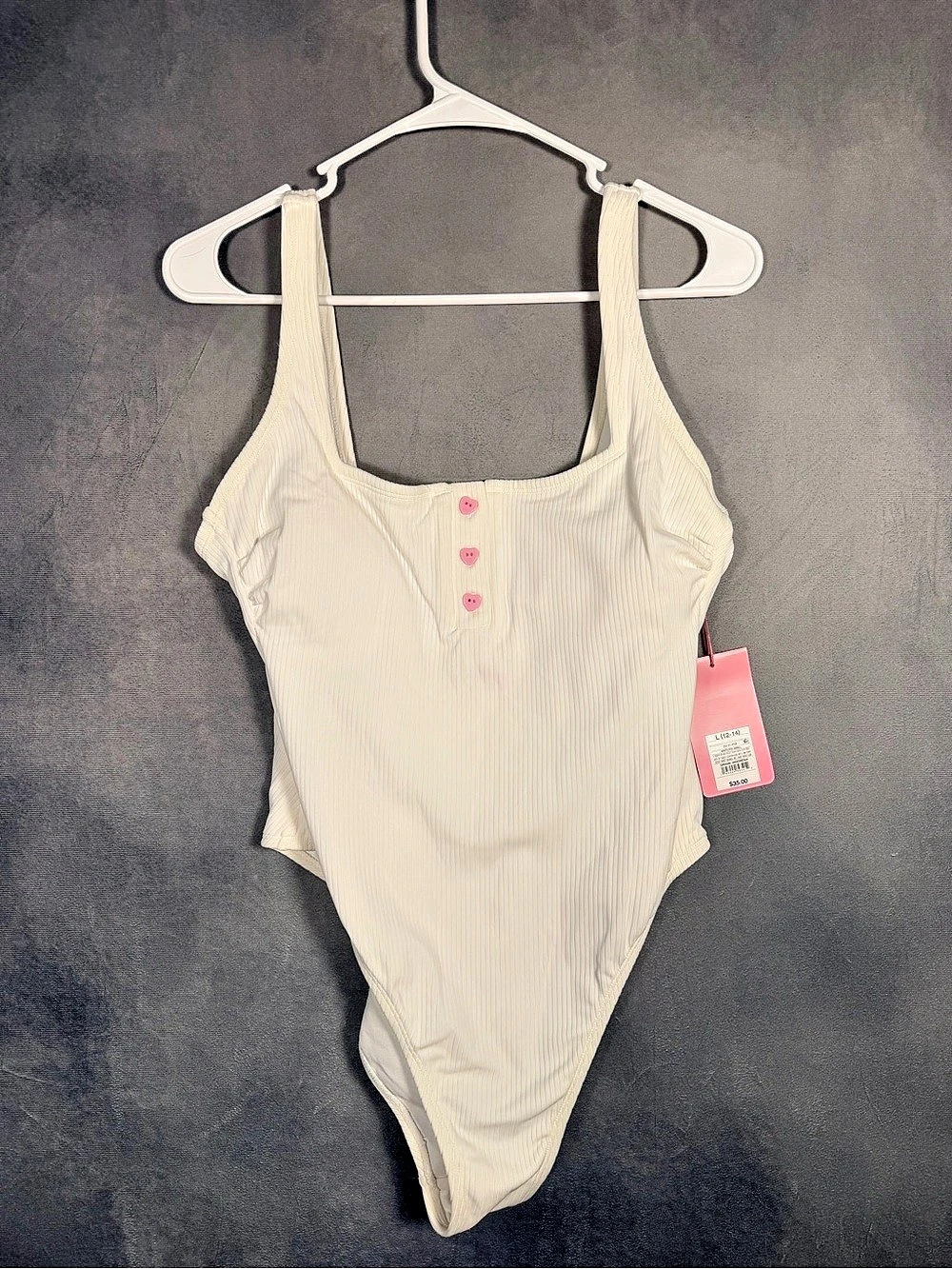 Stoney Clover Lane Cheeky High-Leg One Piece White Size Large NWT